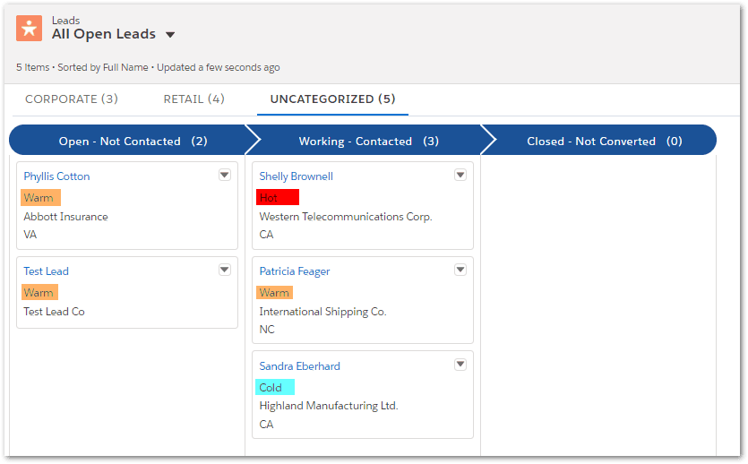 Salesforce.com Kanban View