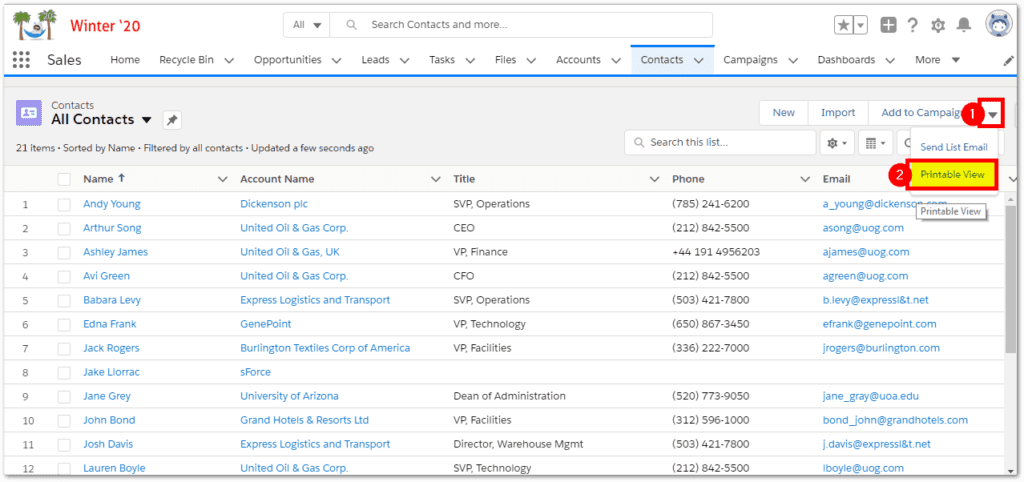 Printable List Views